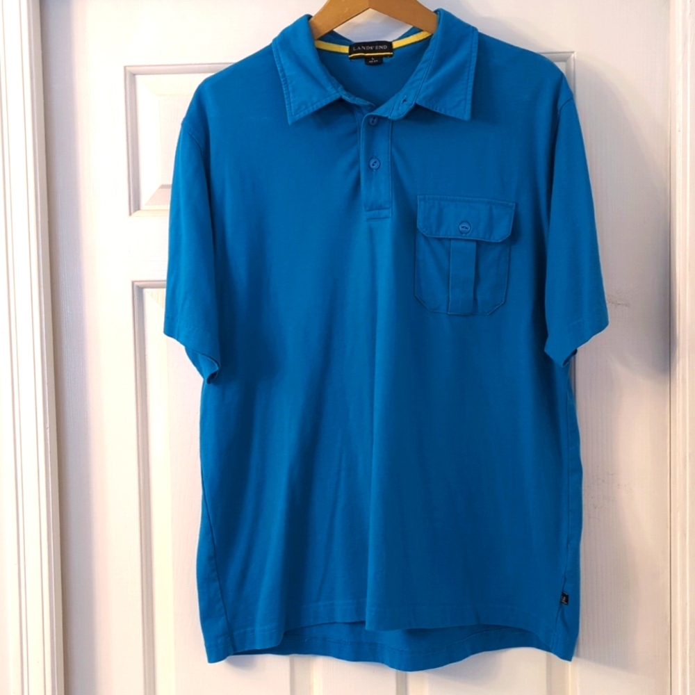 Men's Lands End Blue Polo Size Large